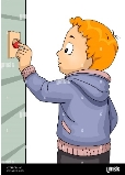 Abbildung: ein Kind Junge Klingeln einer Türglocke Besuch einer Home  Stockfotografie - Alamy